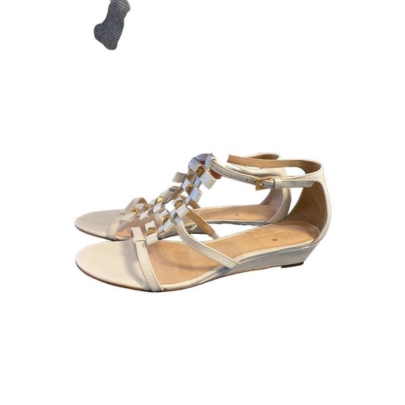 kate spade Shoes Kate Spade Darcey Gladiator White Leather Gold